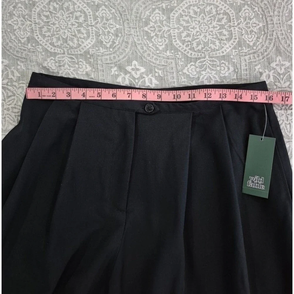 Wild Fable Black Wide Leg Pleated Trousers High Rise Pants Size‎ Medium NEW